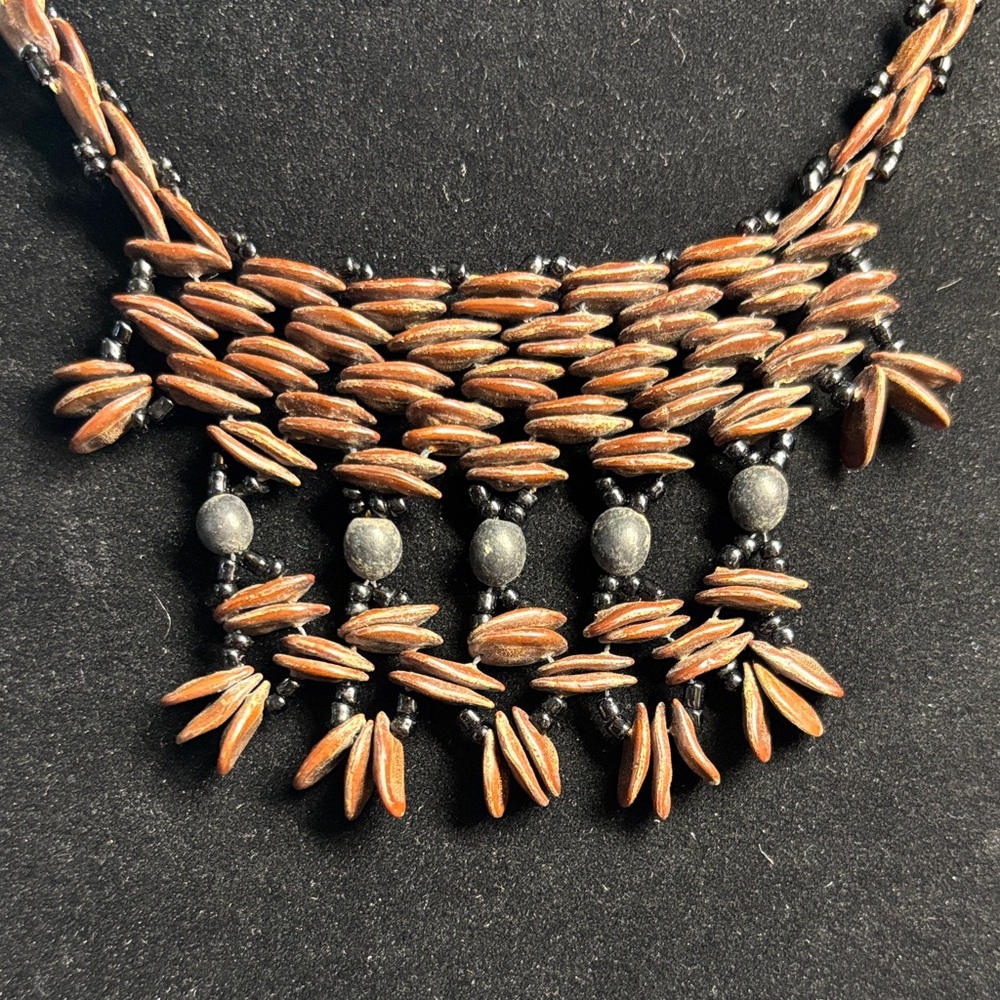 Artisan Koa Seed Beaded Necklace - Picture 2 of 3